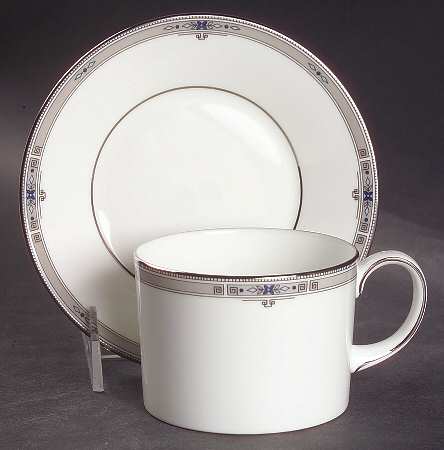 Amherst (Platinum Trim) Flat Cup & Saucer Set