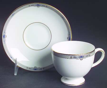 Amherst (Gold Trim) Leigh Shape Footed Cup & Saucer Set