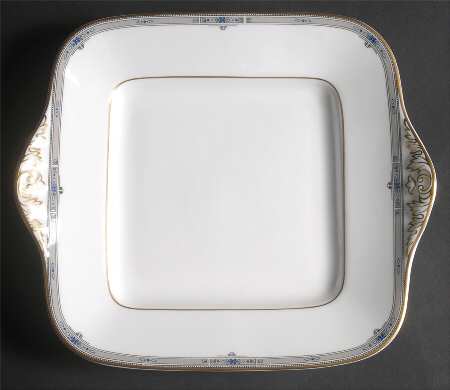 Amherst (Gold Trim) Square Handled Cake Plate