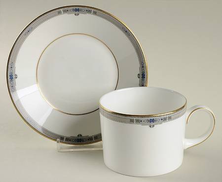 Amherst (Gold Trim) Flat Cup & Saucer Set