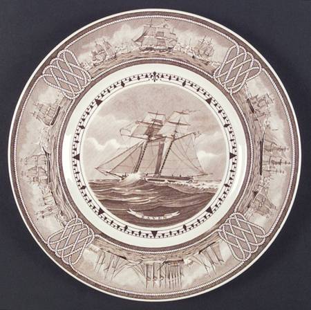 American Sailing Ship Brown Dinner Plate