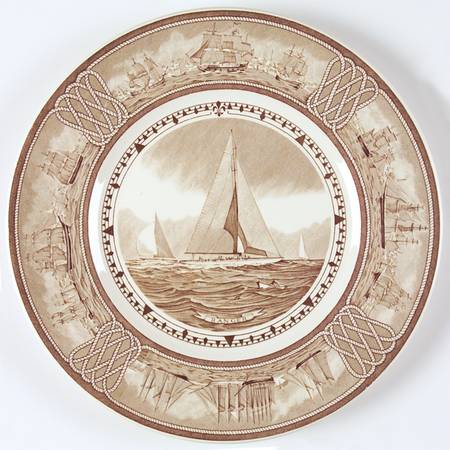 American Sailing Ship Brown Dinner Plate