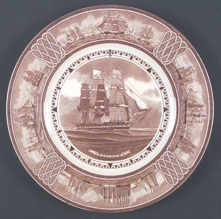 American Sailing Ship Brown Dinner Plate