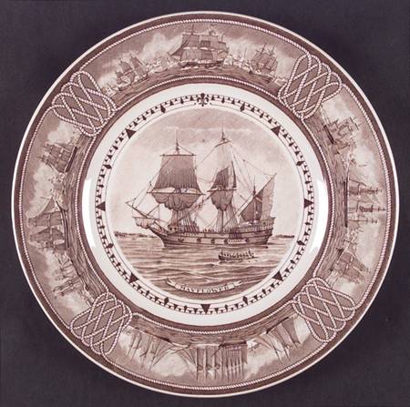 American Sailing Ship Brown Dinner Plate