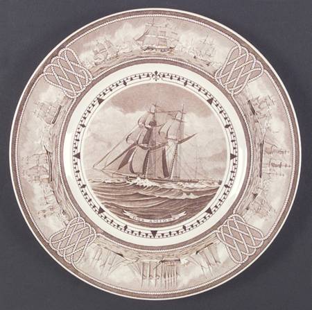 American Sailing Ship Brown Dinner Plate