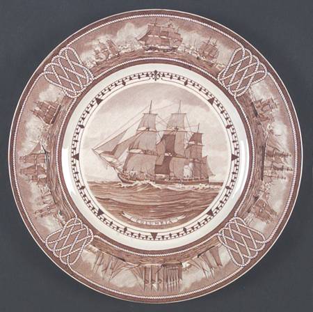 American Sailing Ship Brown Dinner Plate