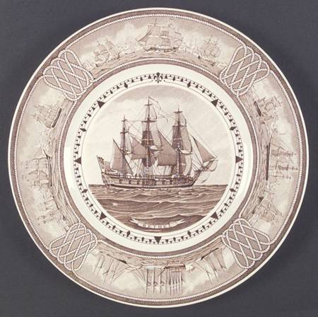 American Sailing Ship Brown Dinner Plate