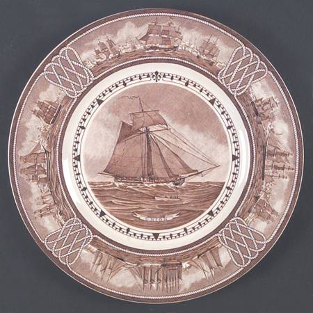 American Sailing Ship Brown Dinner Plate