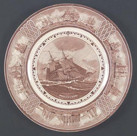 American Sailing Ship Brown Dinner Plate
