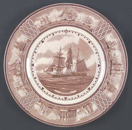 American Sailing Ship Brown Dinner Plate