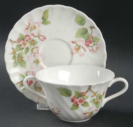 Apple Blossom Flat Cream Soup Bowl & Saucer Set