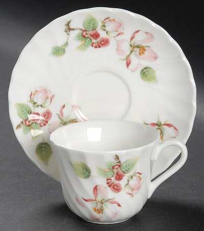Apple Blossom Flat Demitasse Cup & Saucer Set