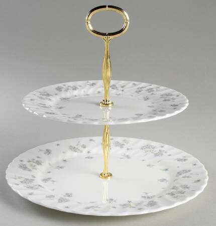 April Flowers 6 5/8"-10"  2 Tiered Serving Tray (Dp, Sp) HC