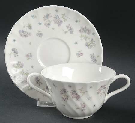 April Flowers Flat Cream Soup Bowl & Saucer Set