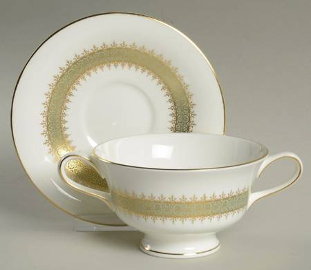 Argyll Footed Cream Soup Bowl & Saucer Set