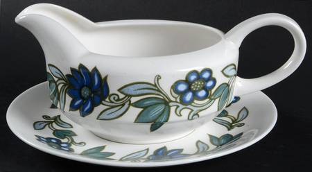 Art Nouveau Blue Gravy Boat & Underplate