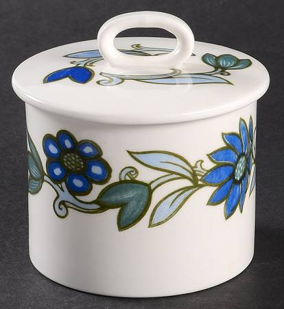 Art Nouveau Blue Sugar Bowl & Lid