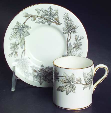 Ashford Grey Bond Shape Demitasse Cup and Saucer Set