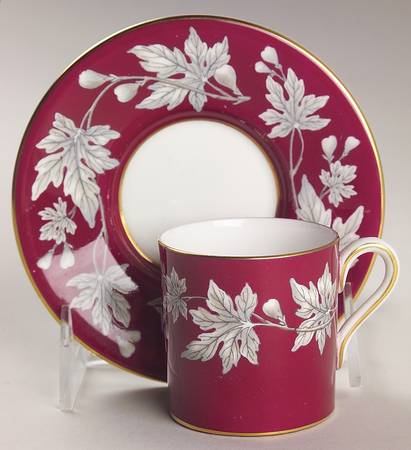 Ashford Red Bond Shape Demitasse Cup and Saucer Set
