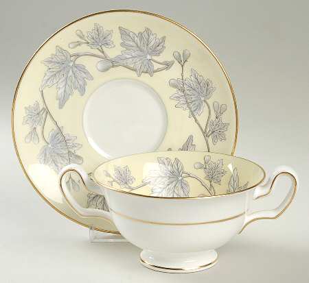 Ashford Yellow Footed Cream Soup Bowl & Saucer Set