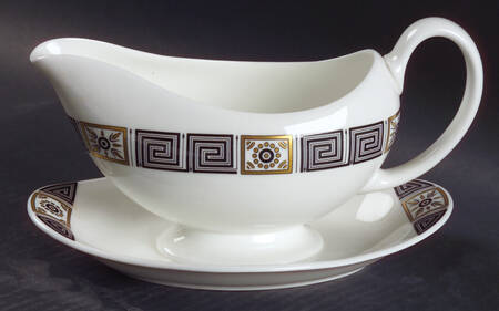 Asia Black Gravy Boat with Attached Underplate