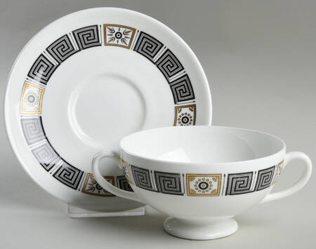 Asia Black Footed Cream Soup Bowl & Saucer Set