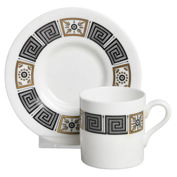 Asia Black Bond Shape Demitasse Cup and Saucer Set