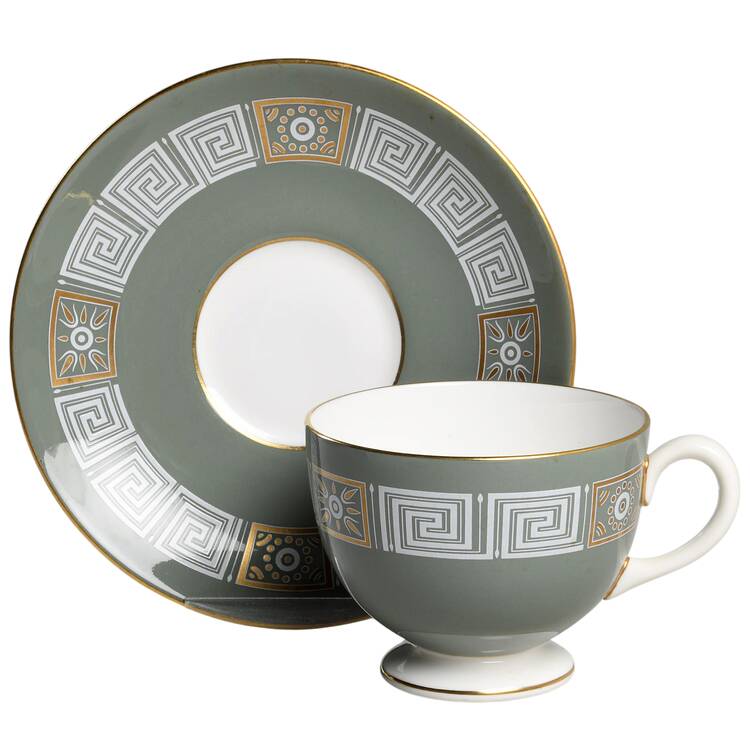 Asia Green Footed Cup & Saucer Set