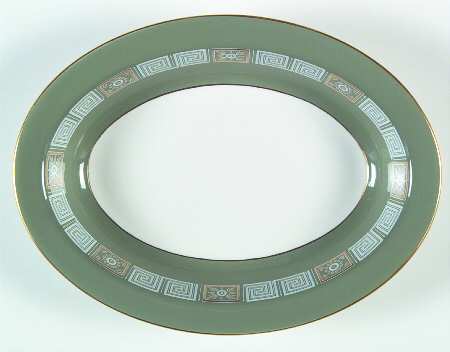 Asia Green 10" Oval Vegetable Bowl