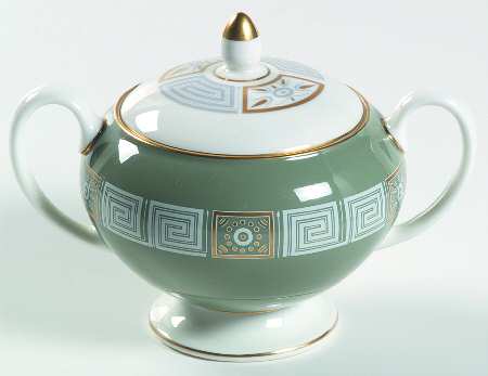 Asia Green Leigh Shape Sugar Bowl & Lid