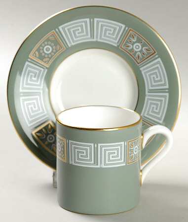 Asia Green Bond Shape Demitasse Cup and Saucer Set