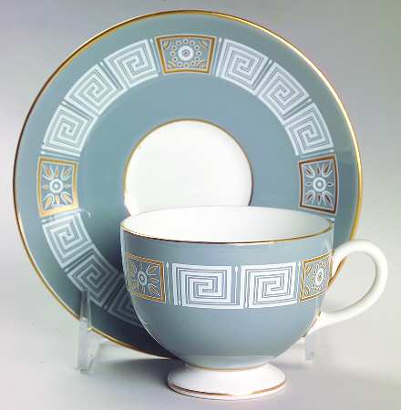 Asia Gray Footed Cup & Saucer Set