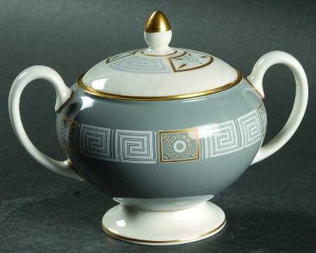 Asia Gray Leigh Shape Sugar Bowl & Lid