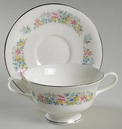 Aspen Footed Cream Soup Bowl & Saucer Set