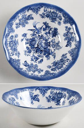 Asiatic Pheasant Blue 8" Round Vegetable Bowl