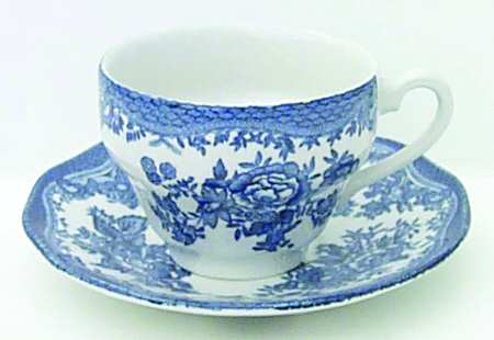 Asiatic Pheasant Blue Flat Cup & Saucer Set