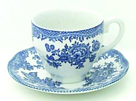 Asiatic Pheasant Blue Flat Demitasse Cup & Saucer Set