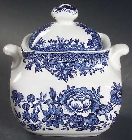 Asiatic Pheasant Blue Sugar Bowl & Lid