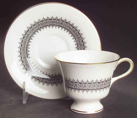 Astor Black On White (Newer) Footed Cup & Saucer Set