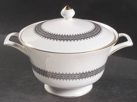 Astor Black On White (Newer) Round Covered Vegetable