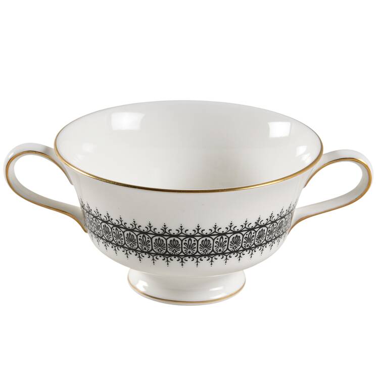 Astor Black On White (Newer) Footed Cream Soup Bowl