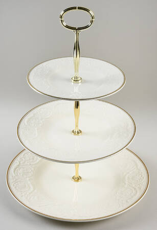 Athenian Gold 13 7/8"-14 1/4" 3-Tiered Serving Tray(DP,SP,BB) HC
