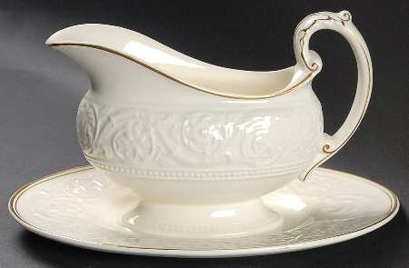 Athenian Gold Gravy Boat with Attached Underplate