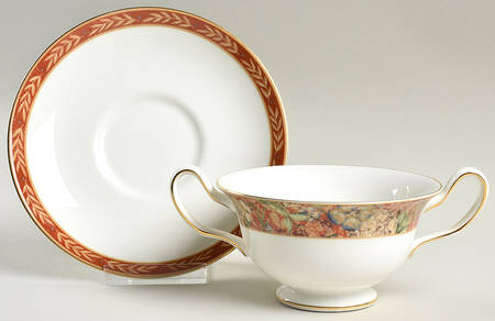 Augustus Footed Cream Soup Bowl & Saucer Set