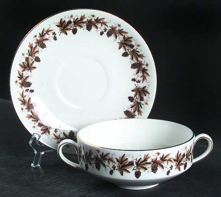 Autumn Vine (Gold Trim) Flat Cream Soup Bowl & Saucer Set
