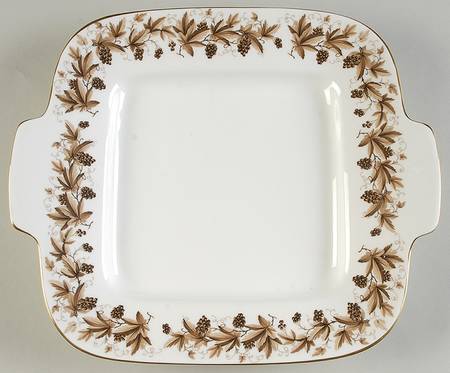 Autumn Vine (Gold Trim) Square Handled Cake Plate
