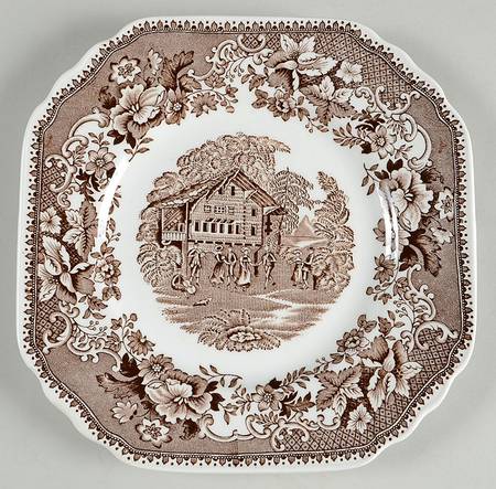 Avon Cottage Brown Square Salad Plate