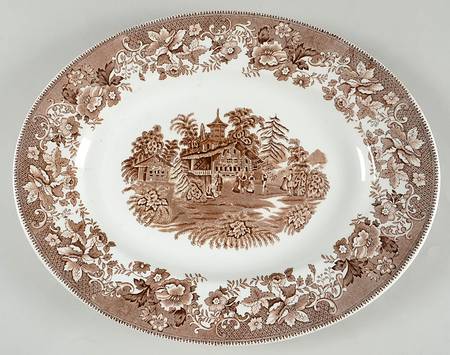Avon Cottage Brown 16" Oval Serving Platter
