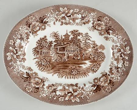 Avon Cottage Brown 14" Oval Serving Platter