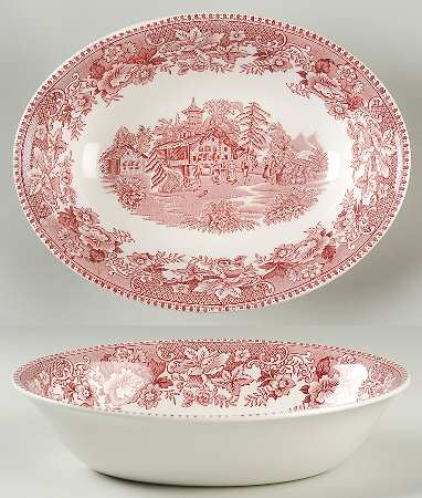 Avon Cottage Pink (Smooth) 9" Oval Vegetable Bowl
